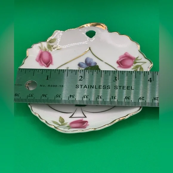 Lefton Hand Painted Porcelain Bridge Playing Card Suit Snack Dishes Set Of 4 792 - Picture 9 of 9